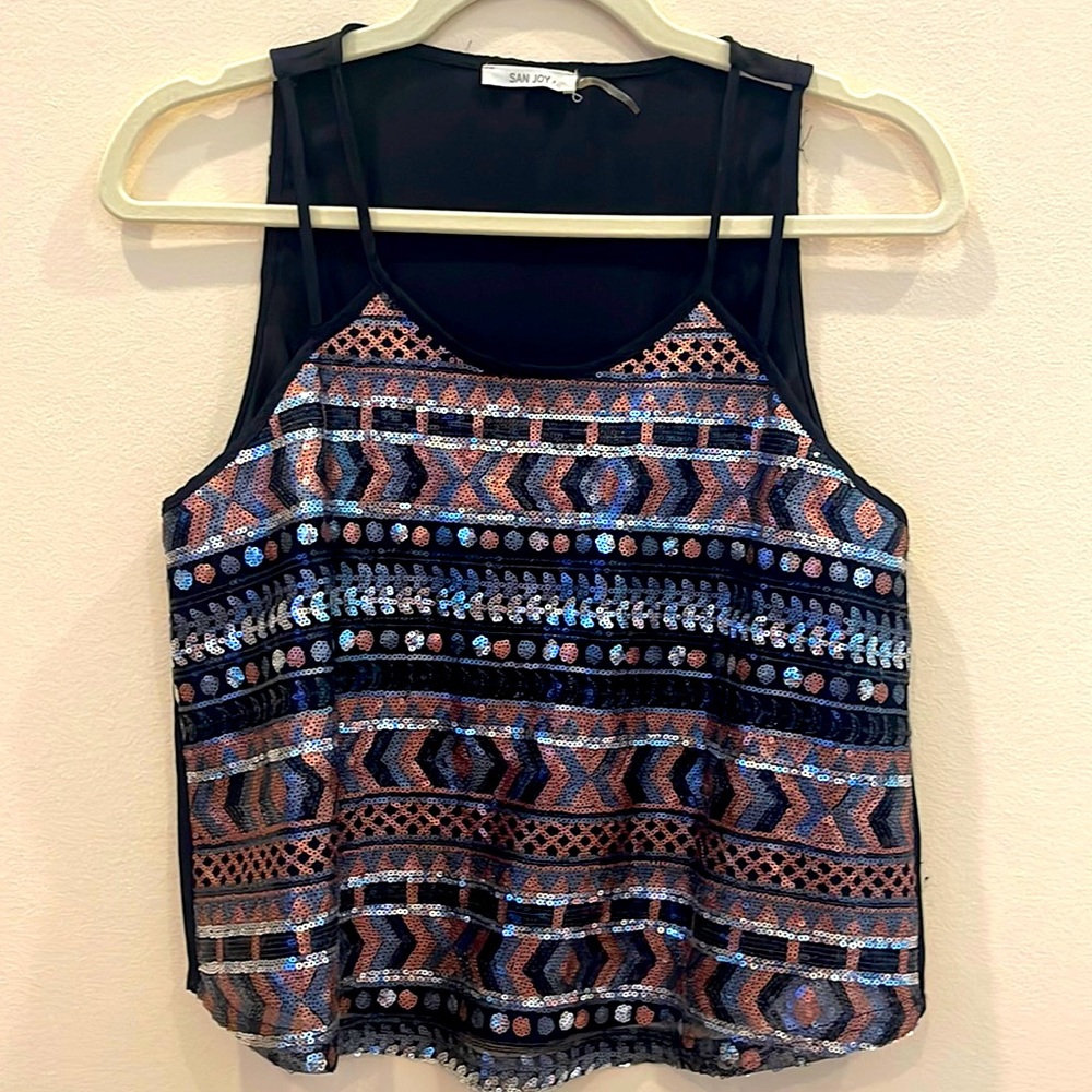 Beautiful sequin tank top with sheer back S/M